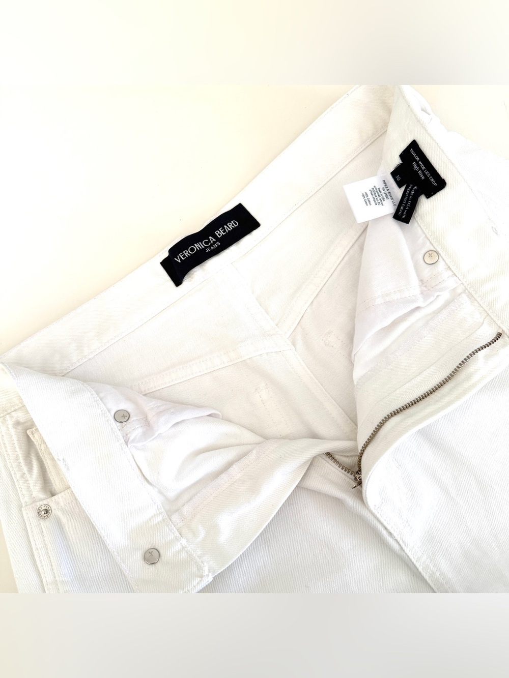 Veronica Beard Taylor Cropped Wide-Leg Jean in White Raw Hem - Picture 10 of 14